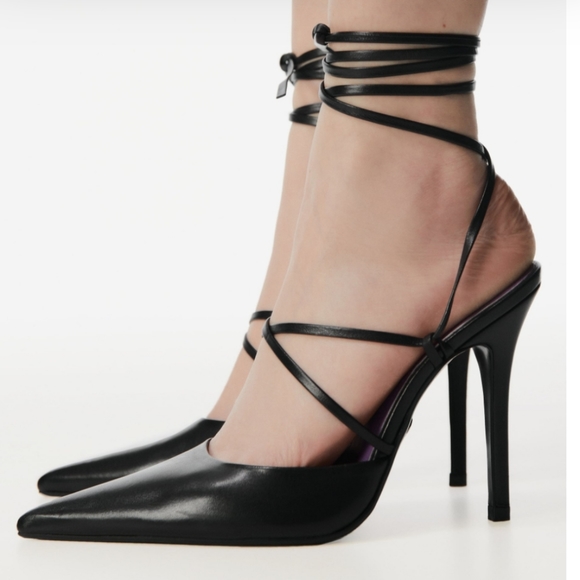 Zara Shoes - NWT Zara Leather Strappy Lace-up Heels, Size 7.5